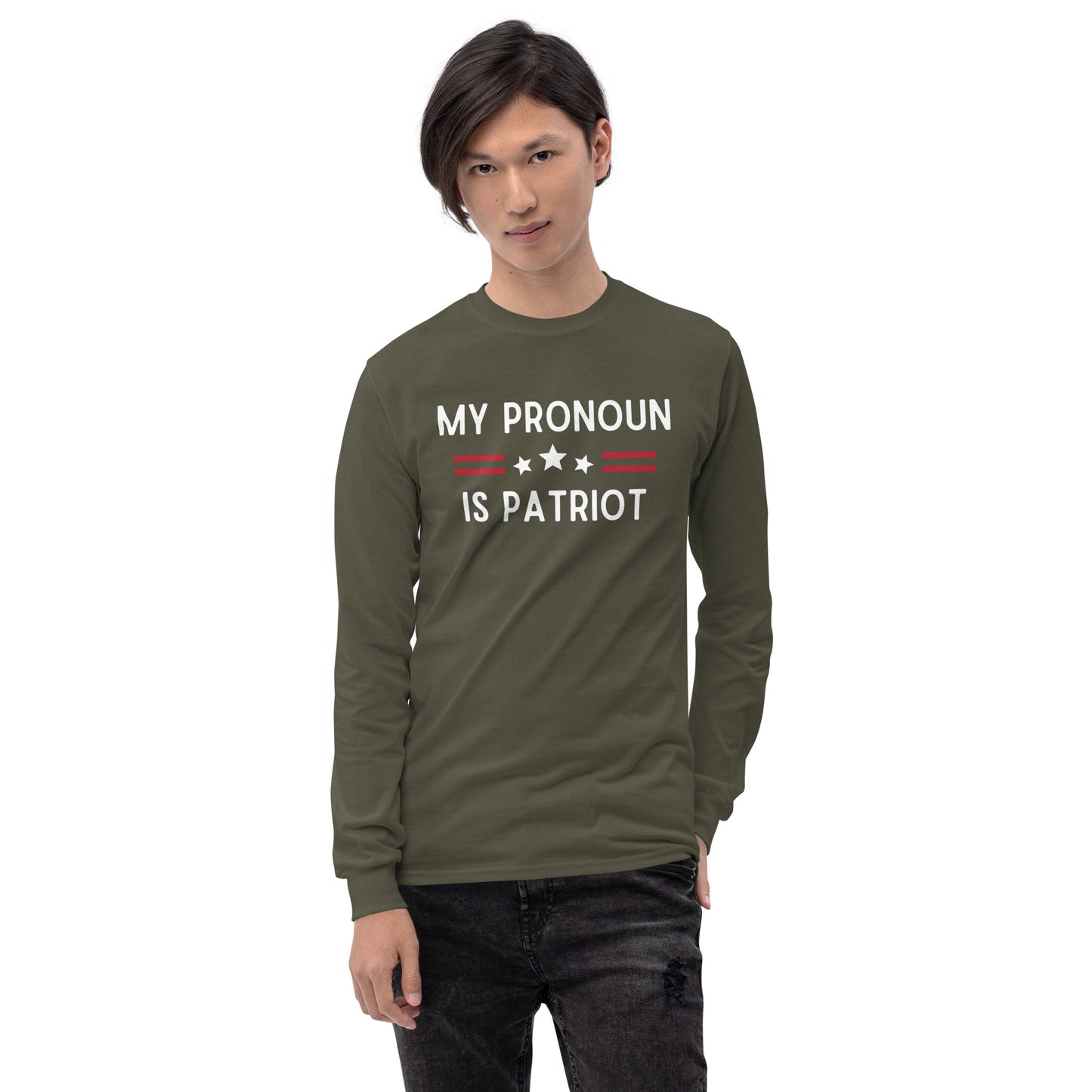 Patriot is my Pronoun Men's Long Sleeve Shirt